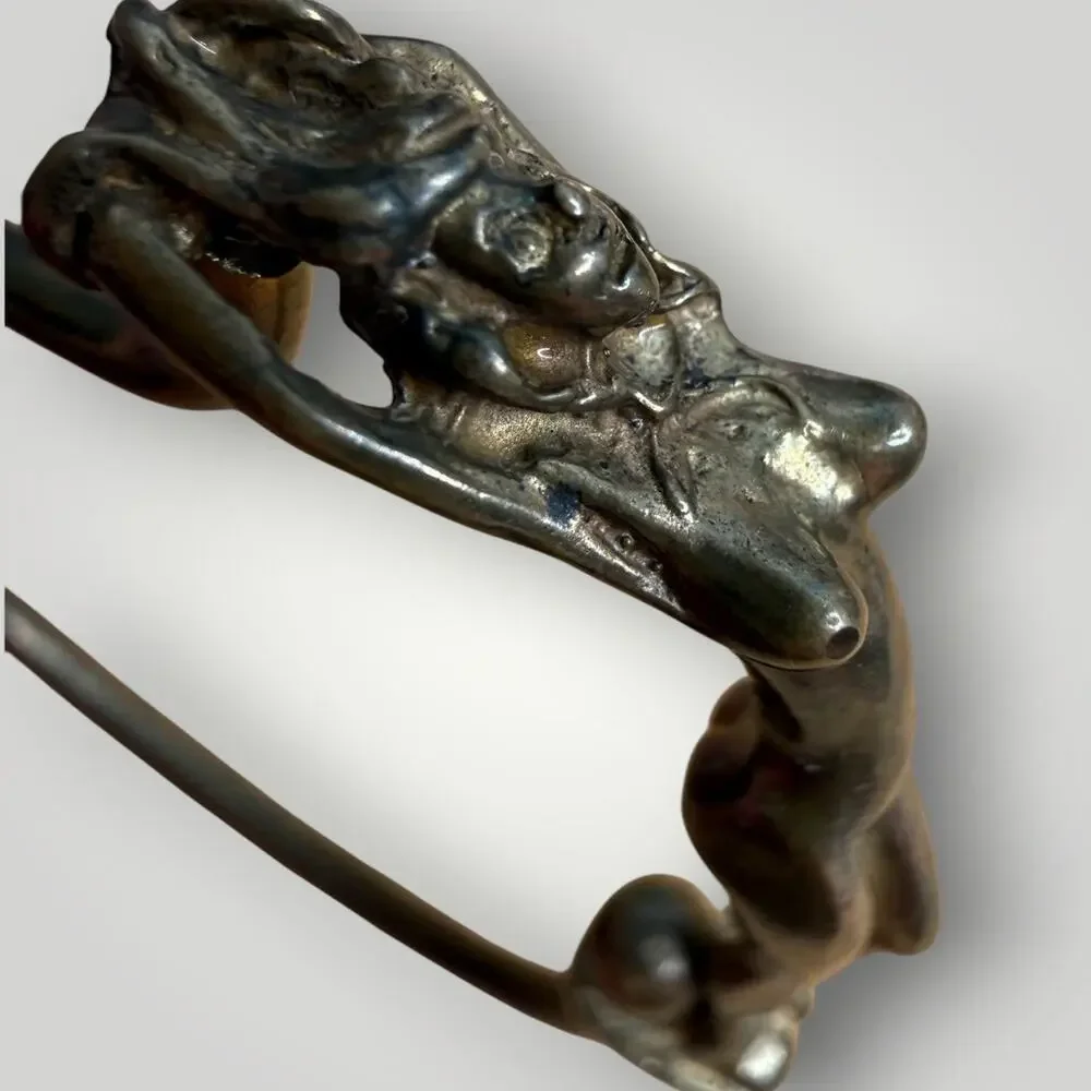 Rare Christopher M Jupp Brass Key Ring Handwrought Nude Woman 1985